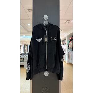 Darc Sport Wolves Remember Vintage Chambers Moth Zip Up Sweatshirt Hoodie Black